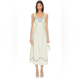 Free people Sweet Hearts Midi Dress In Ivory Combo size Xl